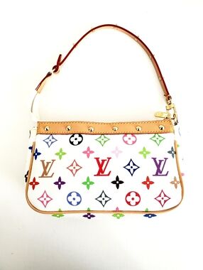Louis Vuitton White Multicolor Monogram Mini Pochette Shoulder Bag